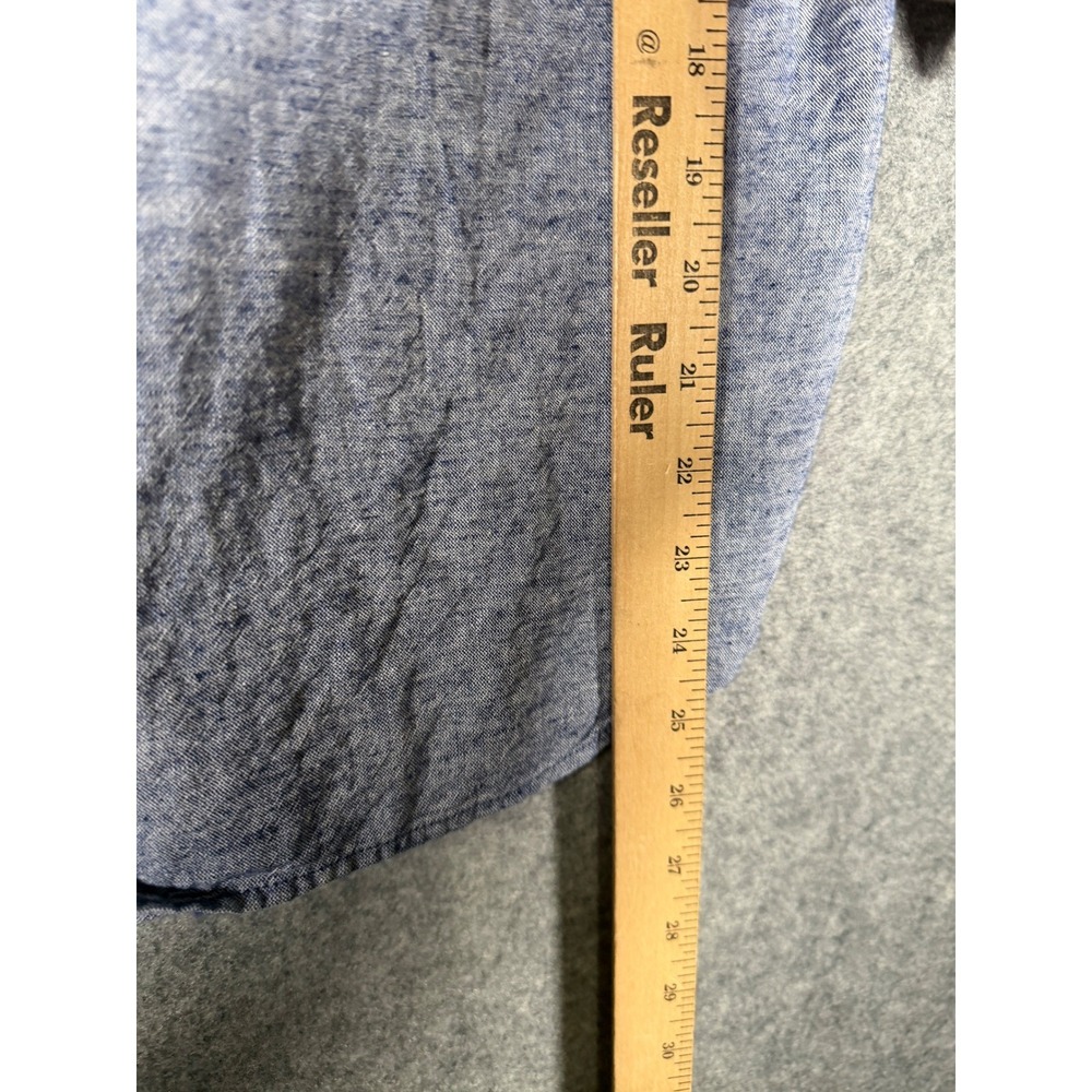 Hester & Orchard Womens Blue Linen Cotton Blend Roll Tab Henley Top Small - Picture 5 of 8